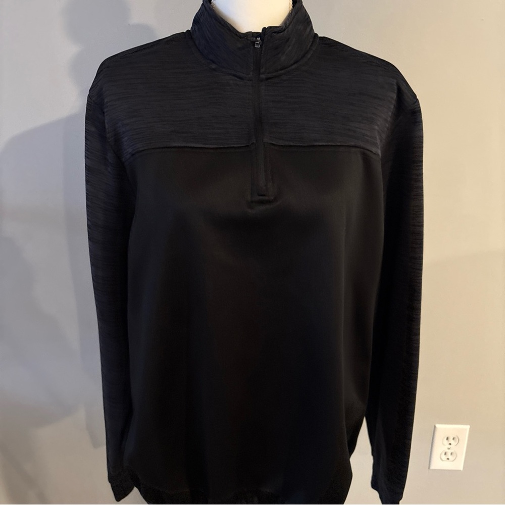 Tex Gear Charcoal & Black 1/4 Zip Long Sleeve Men's Pullover Size Large WarmTex